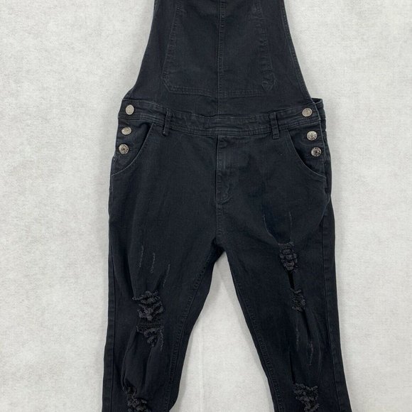 Women's Distressed Skinny Overalls - Picture 8 of 10